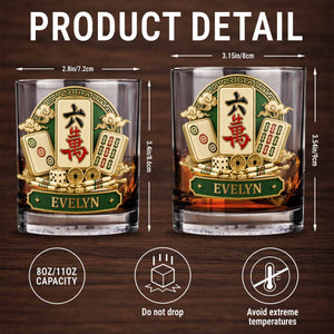 Eat Sleep Play Mahjong Repeat Custom Tiles And Dice Design - Personalized Custom Whiskey Glass - HOB308_RWG