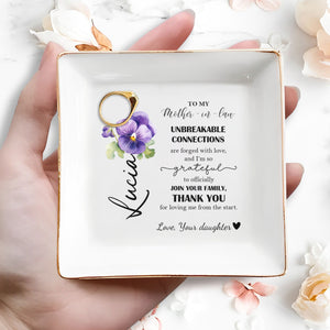Unbreakable Connections Grateful To Join Your Family - Personalized Custom Jewelry Dish - MOM021_SCRD