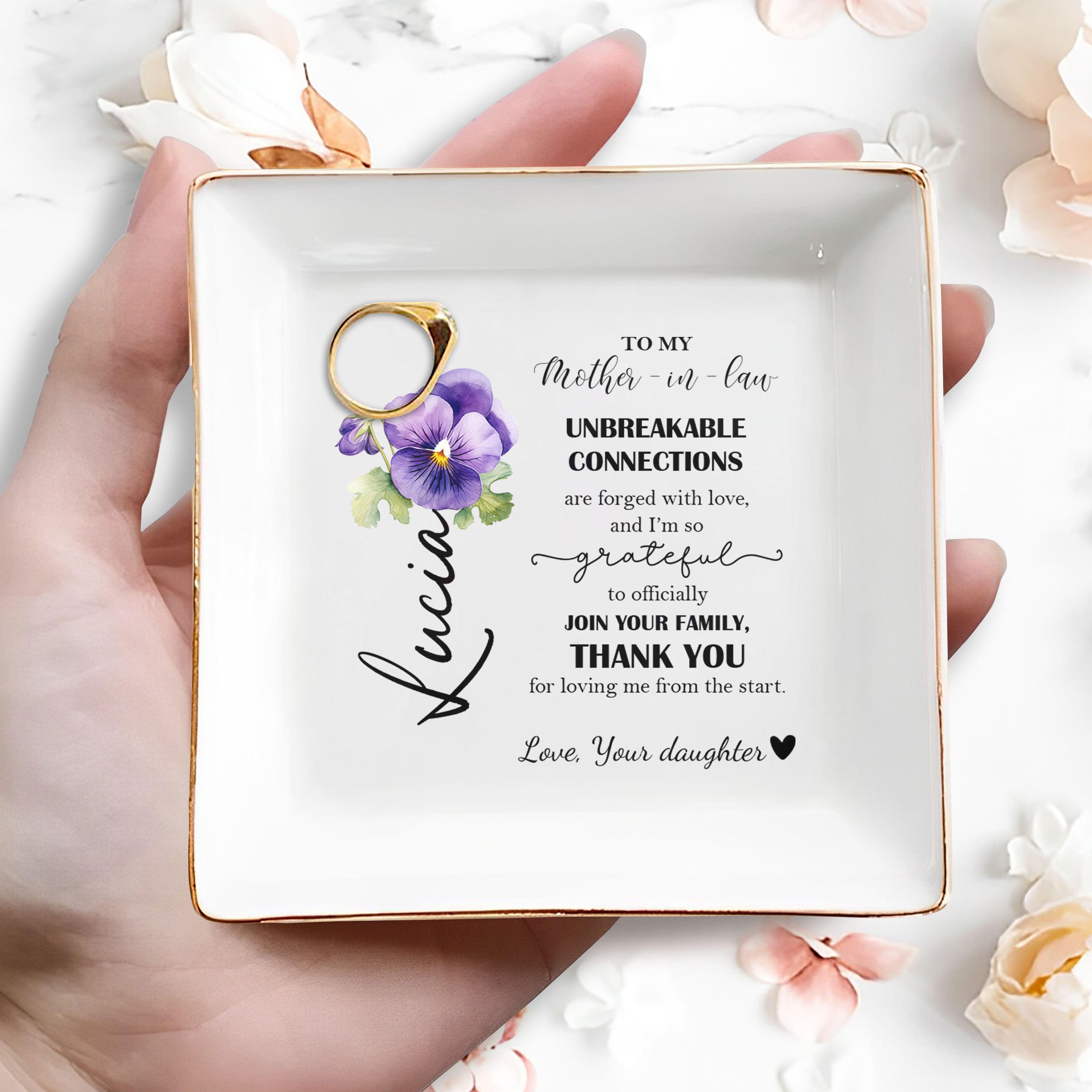 Unbreakable Connections Grateful To Join Your Family - Personalized Custom Jewelry Dish - MOM021_SCRD