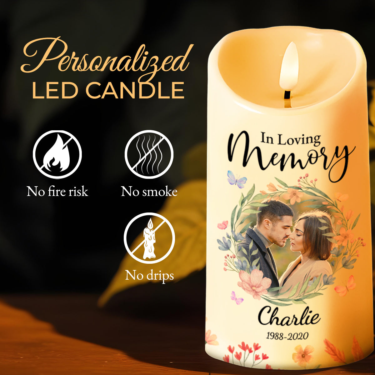 Heaven Is Beautiful They Have My Husband Memorial Candle - Personalized Custom LED Candle - HSB004_LECA