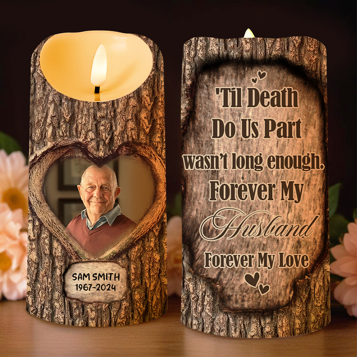 Til Death Do Us Part, Forever Love Heart Candle Design - Personalized Custom LED Candle - HSB008_LECA