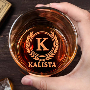 Timeless Treasure For Cherished Memories With Laurel Wreath Design - Personalized Engraved Whiskey Glass - HSB011_EWG