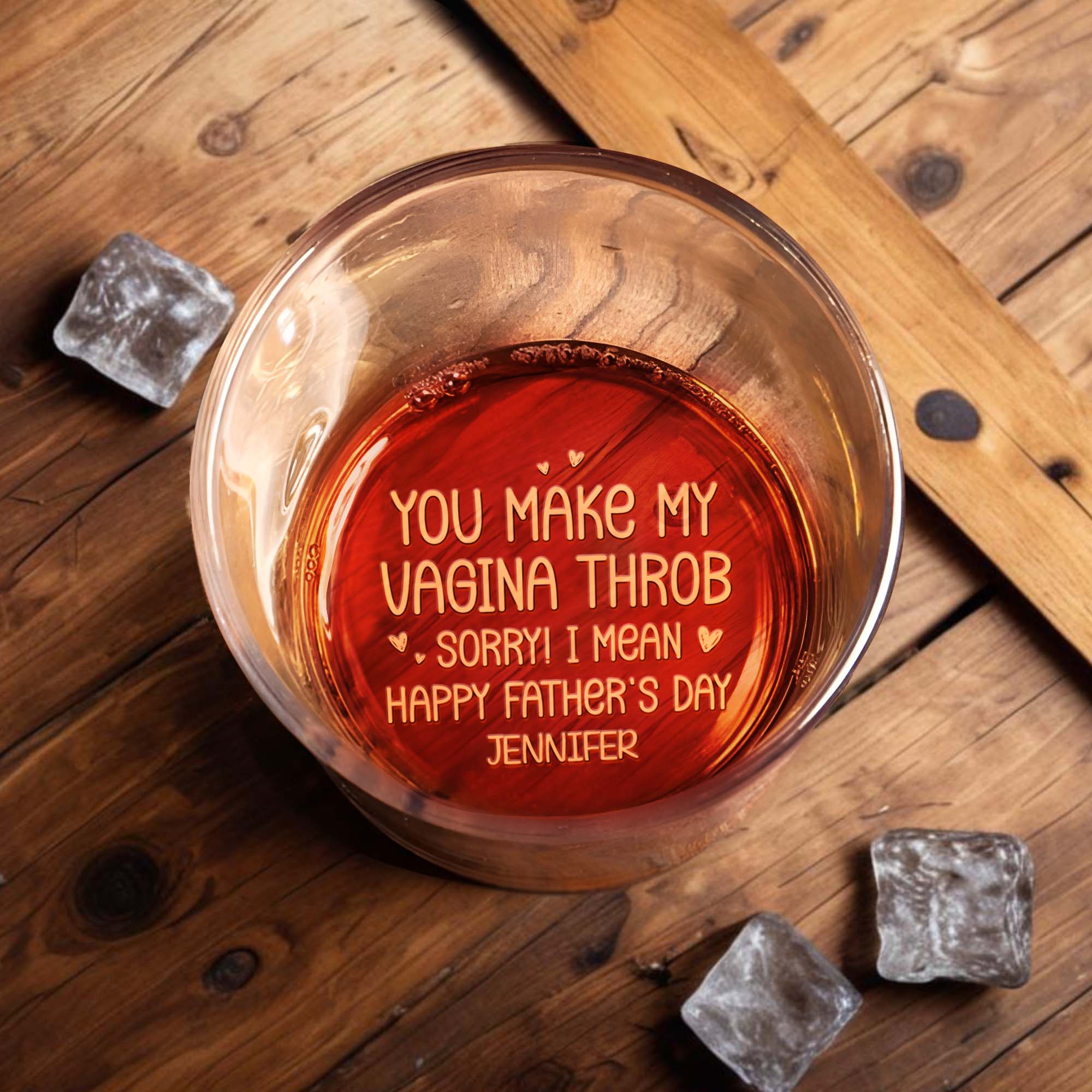 You Make My Throb, Happy Father's Day - Personalized Engraved Whiskey Glass - HSB037_EWG