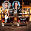 Together Since, Featuring Couple Silhouettes - Personalized Custom Whiskey Glass - HSB044_RWG