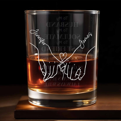 Together Forever With Heart And Hands - Personalized Custom Whiskey Glass - HSB075_RWG
