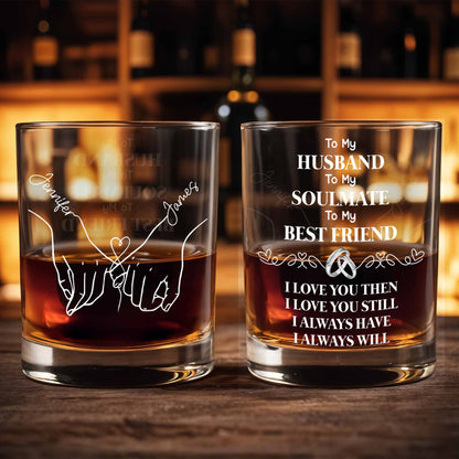 Together Forever With Heart And Hands - Personalized Custom Whiskey Glass - HSB075_RWG