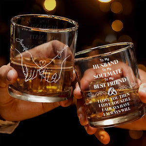 Together Forever With Heart And Hands - Personalized Custom Whiskey Glass - HSB075_RWG