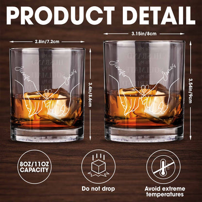Together Forever With Heart And Hands - Personalized Custom Whiskey Glass - HSB075_RWG