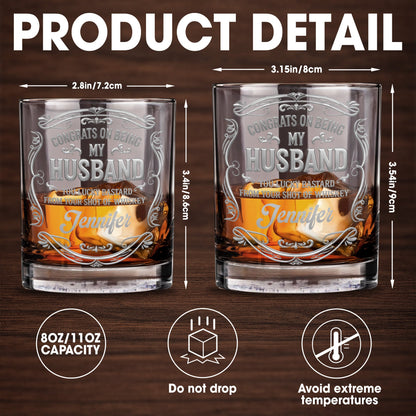 Congrats On Being My Husband, Ornamental Design - Personalized Custom Whiskey Glass - HSB082_RWG