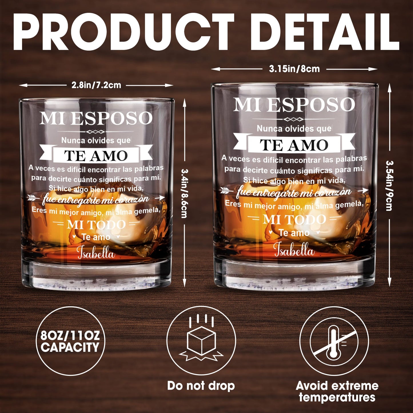 Mi Esposo Nunca Olvides Que Te Amo With Heart And Arrow - Personalized Custom Whiskey Glass - HSB107_RWG