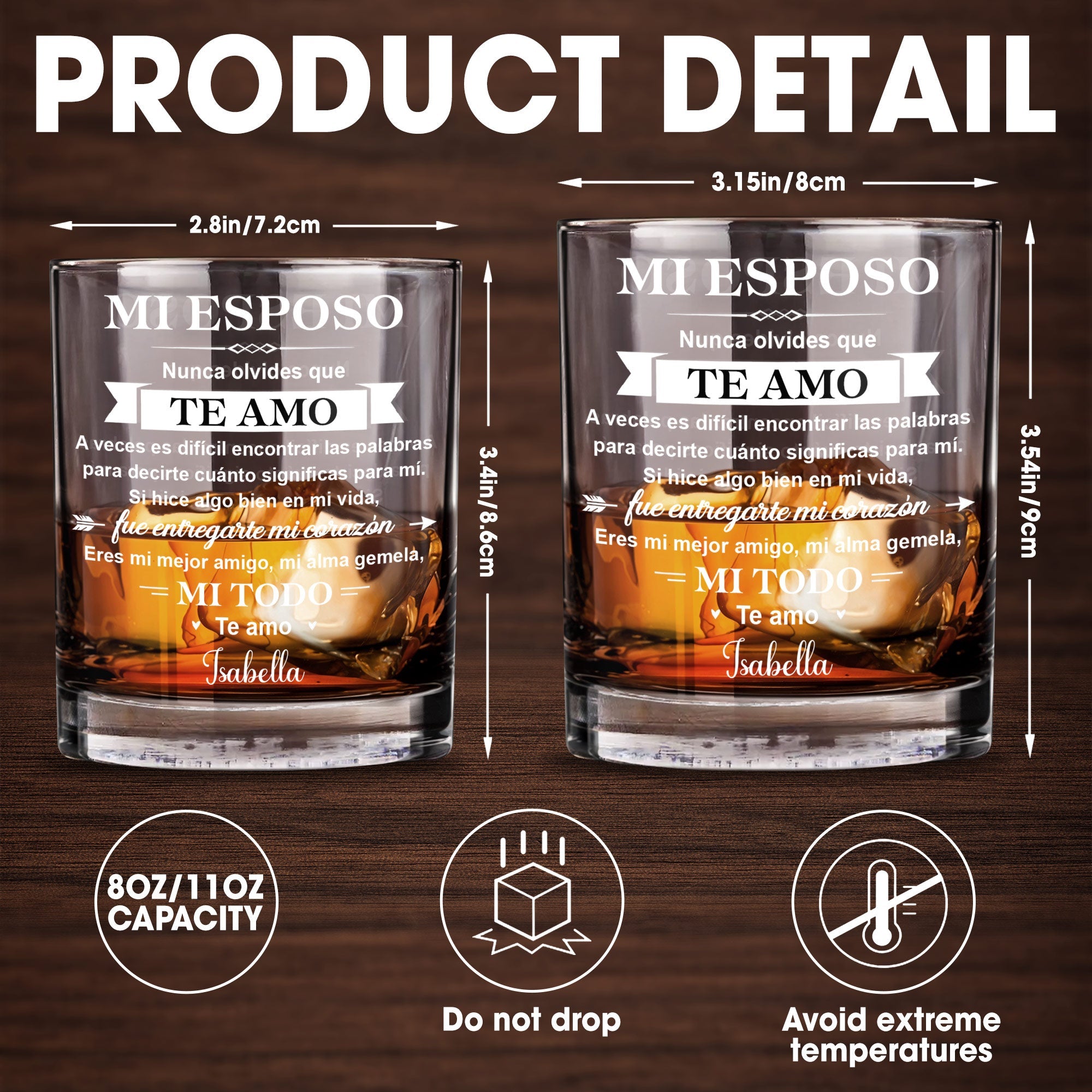 Mi Esposo Nunca Olvides Que Te Amo With Heart And Arrow - Personalized Custom Whiskey Glass - HSB107_RWG