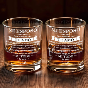 Mi Esposo Nunca Olvides Que Te Amo With Heart And Arrow - Personalized Custom Whiskey Glass - HSB107_RWG