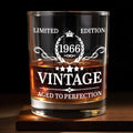 Limited Edition Vintage Aged To Perfection With Crown And Laurel Wreath - Personalized Custom Whiskey Glass - HSB114_RWG