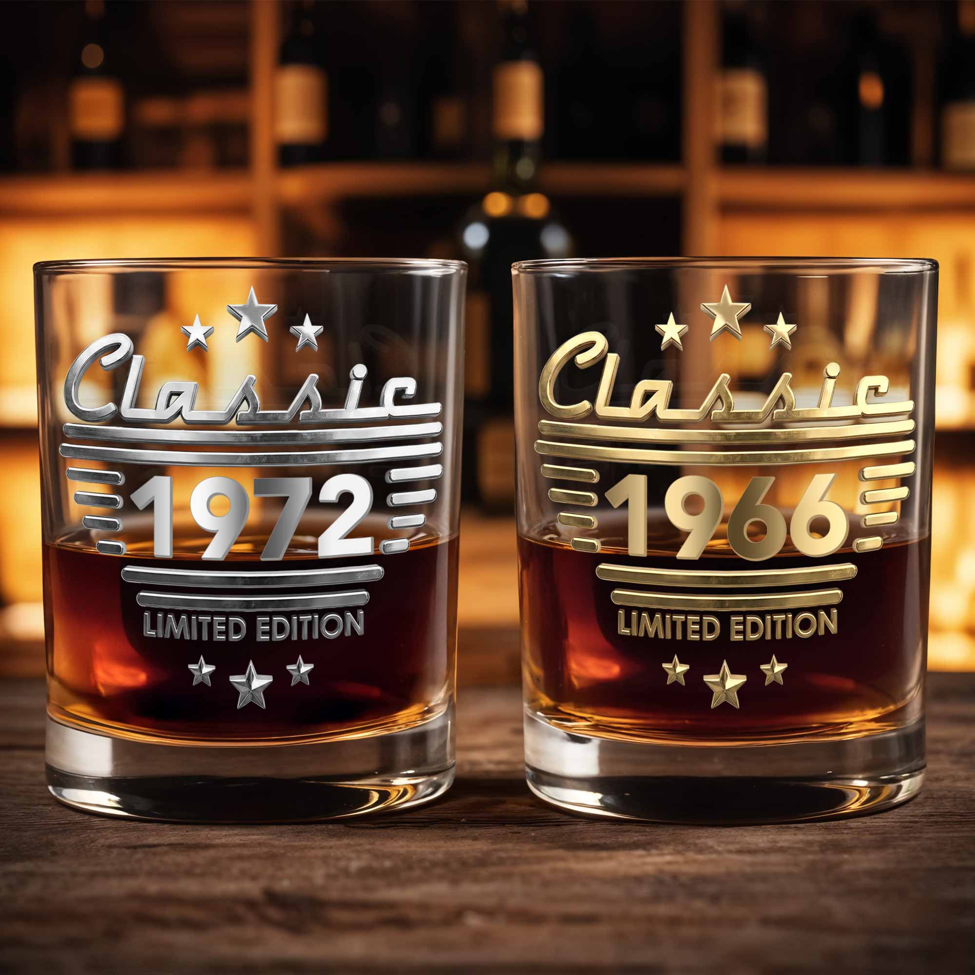 Classic Limited Edition With Stars And Stripes 3D Effect - Personalized Custom Whiskey Glass - HSB115_RWG