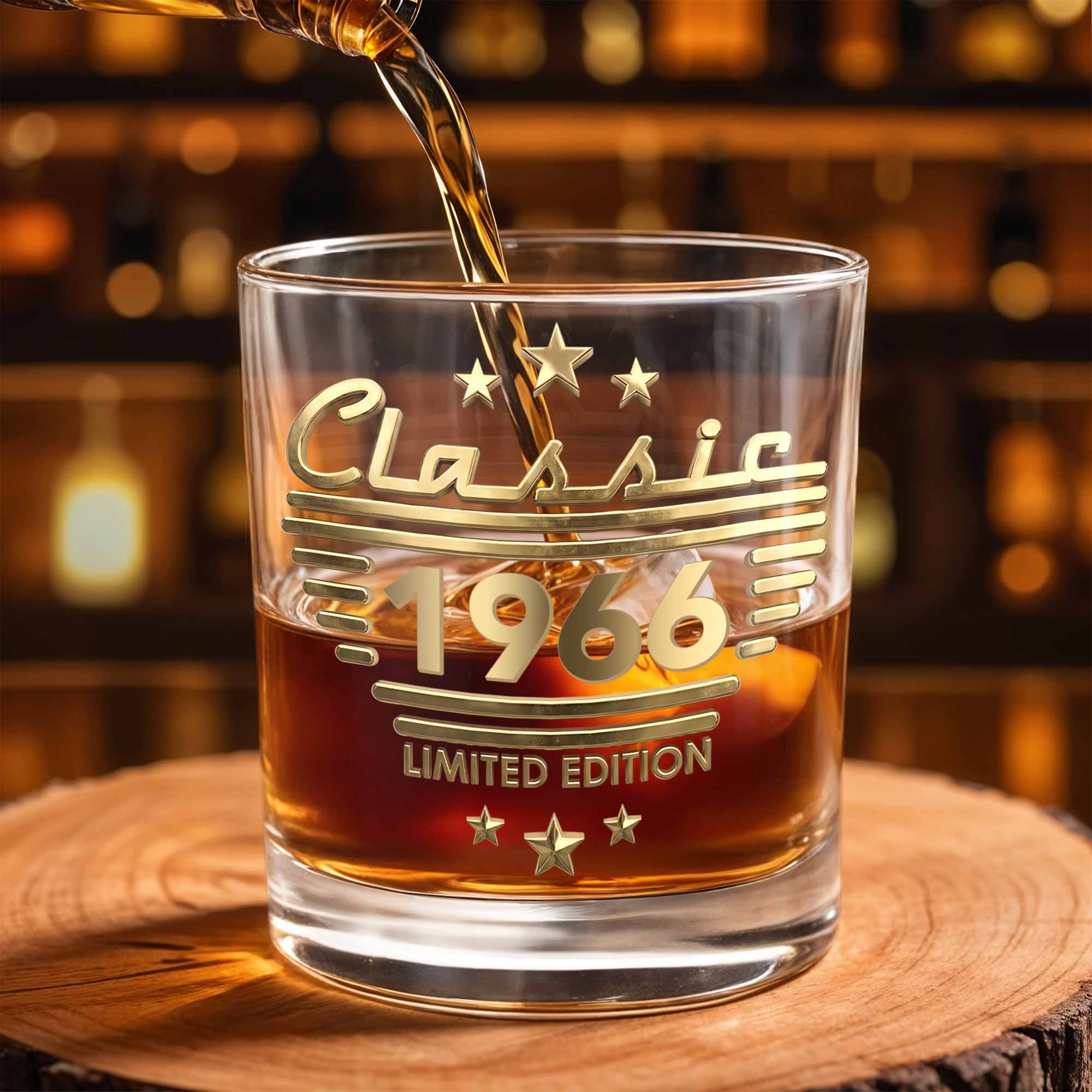 Classic Limited Edition With Stars And Stripes 3D Effect - Personalized Custom Whiskey Glass - HSB115_RWG