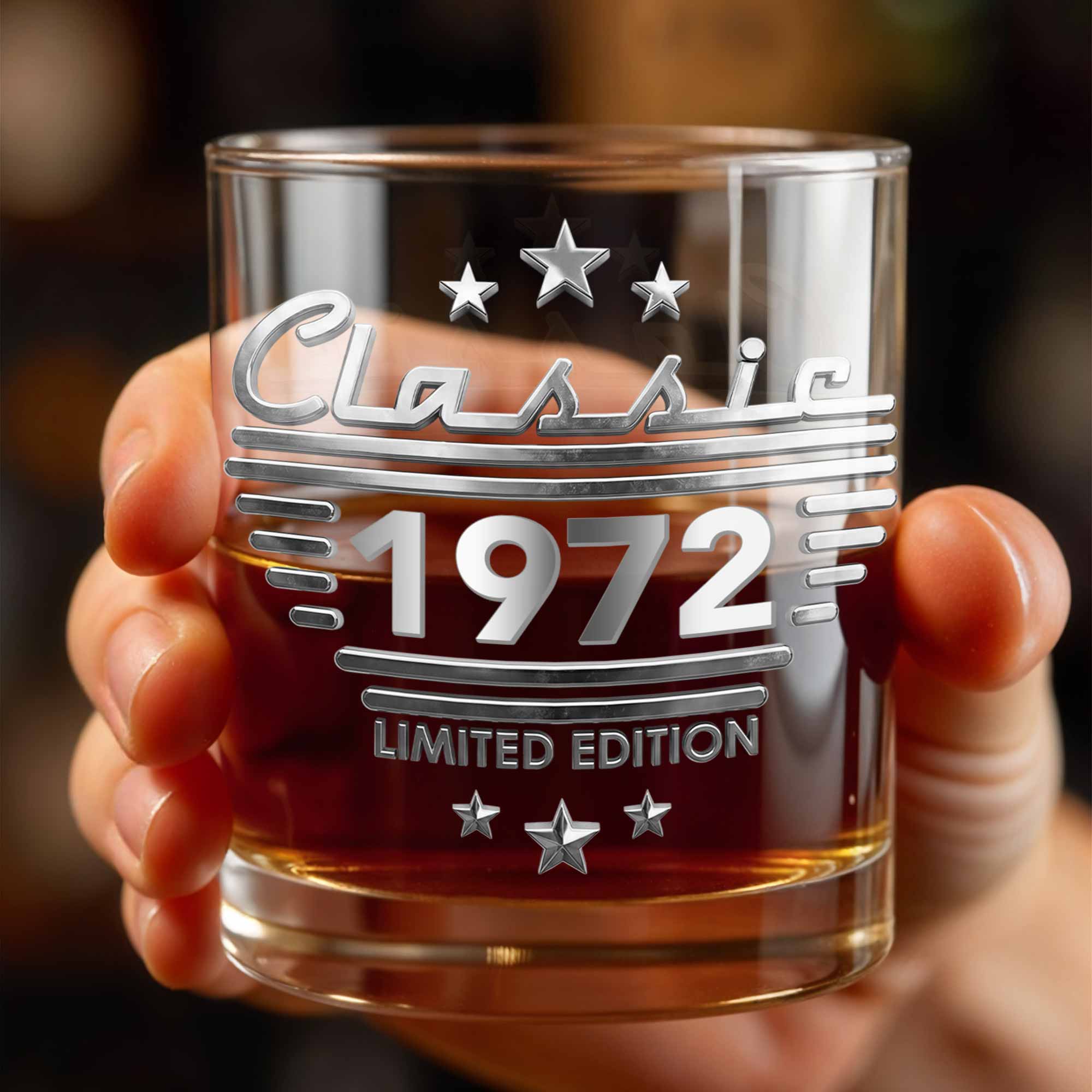 Classic Limited Edition With Stars And Stripes 3D Effect - Personalized Custom Whiskey Glass - HSB115_RWG