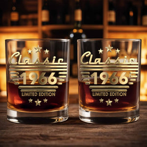 Classic Limited Edition With Stars And Stripes 3D Effect - Personalized Custom Whiskey Glass - HSB115_RWG