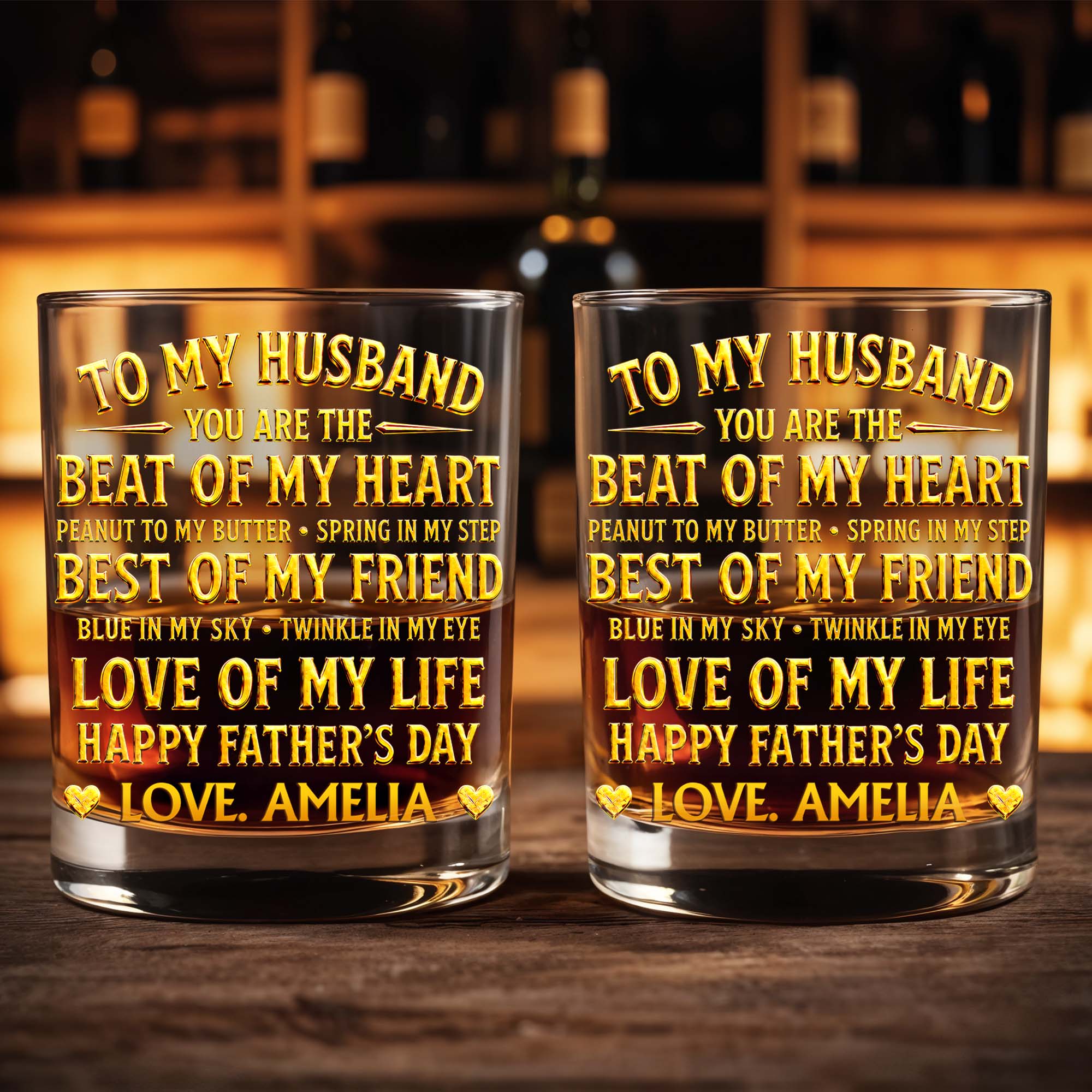 To My Husband You Are The Beat Of My Heart Hearts - Personalized Custom Whiskey Glass - HSB127_RWG
