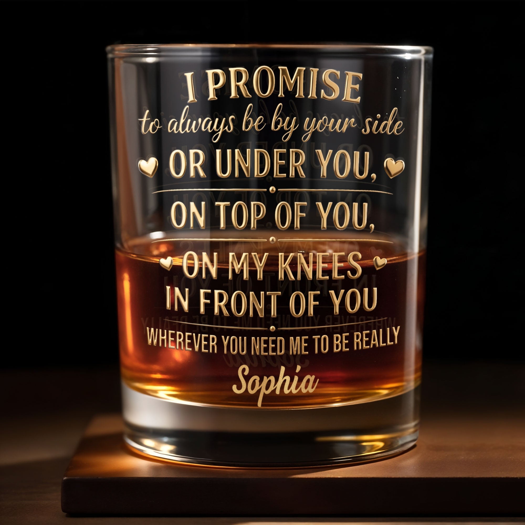 I Promise To Always Be By Your Side Naughty Heart Design - Personalized Custom Whiskey Glass - HSB129_RWG