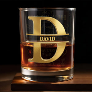 To My Husband Never Forget Personalized Monogram Initial Hearts - Personalized Custom Whiskey Glass - HSB133_RWG