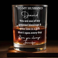 To My Husband Greatest Blessings Love Is A Gift Script Design - Personalized Custom Whiskey Glass - HSB142_RWG