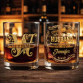 Congrats On Being My Husband Monogram Filigree Ornaments Custom Glass - Personalized Custom Whiskey Glass - HSB145_RWG