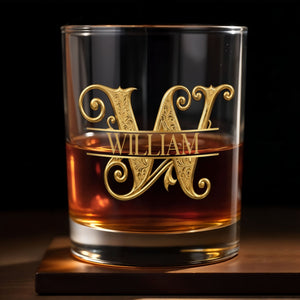 Congrats On Being My Husband Monogram Filigree Ornaments Custom Glass - Personalized Custom Whiskey Glass - HSB145_RWG