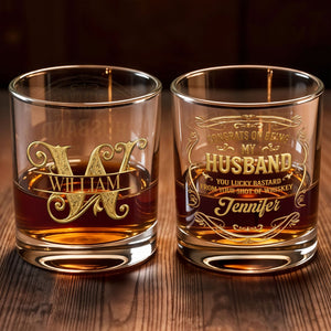 Congrats On Being My Husband Monogram Filigree Ornaments Custom Glass - Personalized Custom Whiskey Glass - HSB145_RWG