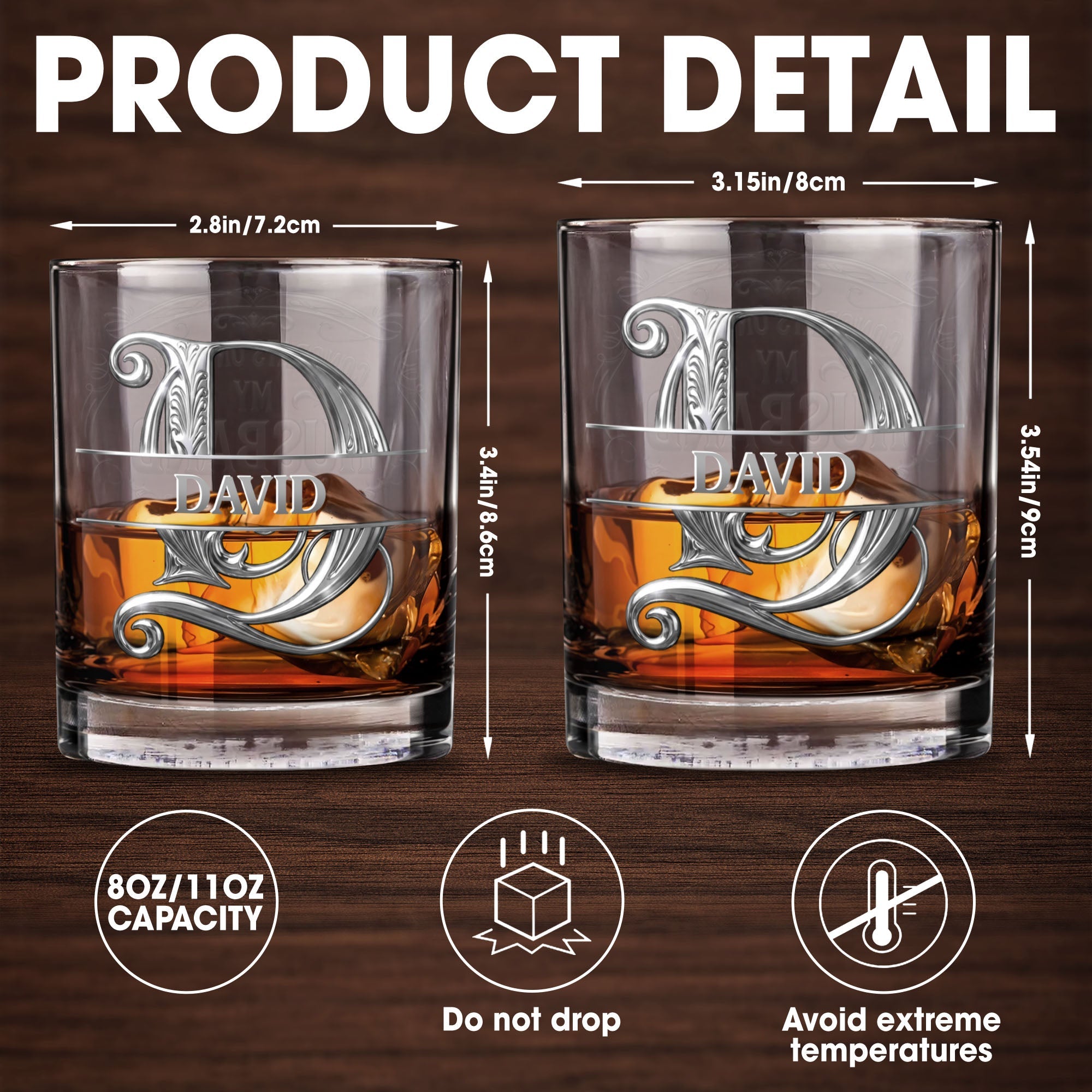 Congrats On Being My Husband Monogram Initial Personalized Silver Design - Personalized Custom Whiskey Glass - HSB146_RWG