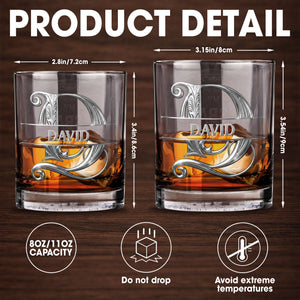 Congrats On Being My Husband Monogram Initial Personalized Silver Design - Personalized Custom Whiskey Glass - HSB146_RWG