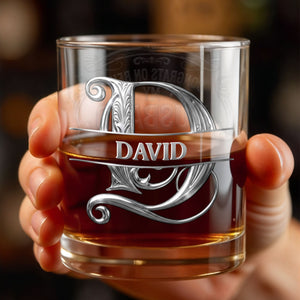 Congrats On Being My Husband Monogram Initial Personalized Silver Design - Personalized Custom Whiskey Glass - HSB146_RWG