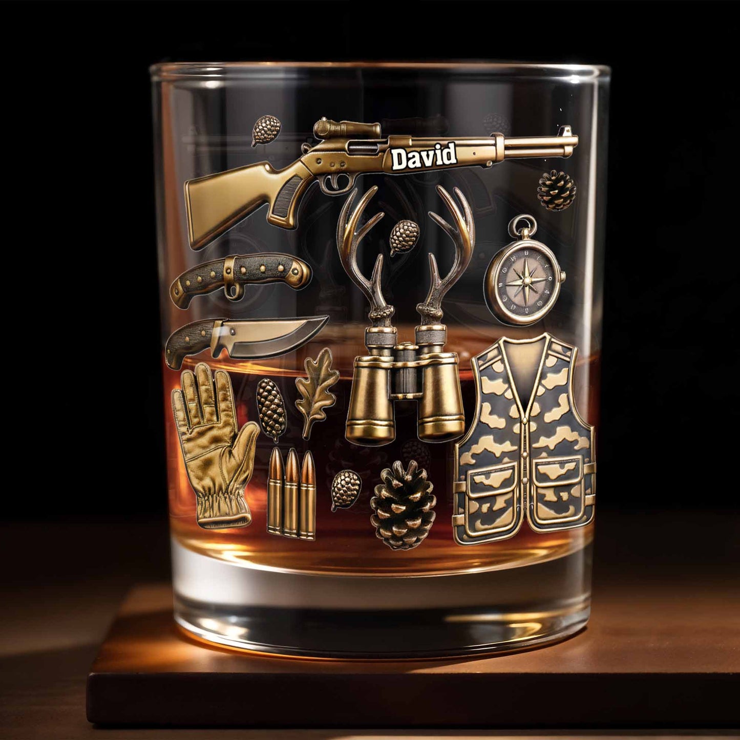 Celebrate Your Adventures With Hunting And Outdoor Themes - Personalized Custom Whiskey Glass - HTG002_RWG