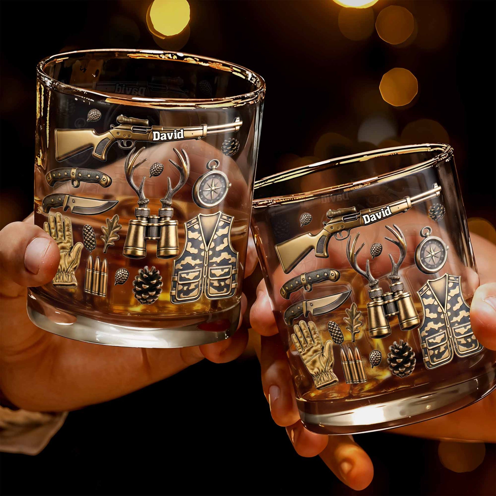 Celebrate Your Adventures With Hunting And Outdoor Themes - Personalized Custom Whiskey Glass - HTG002_RWG