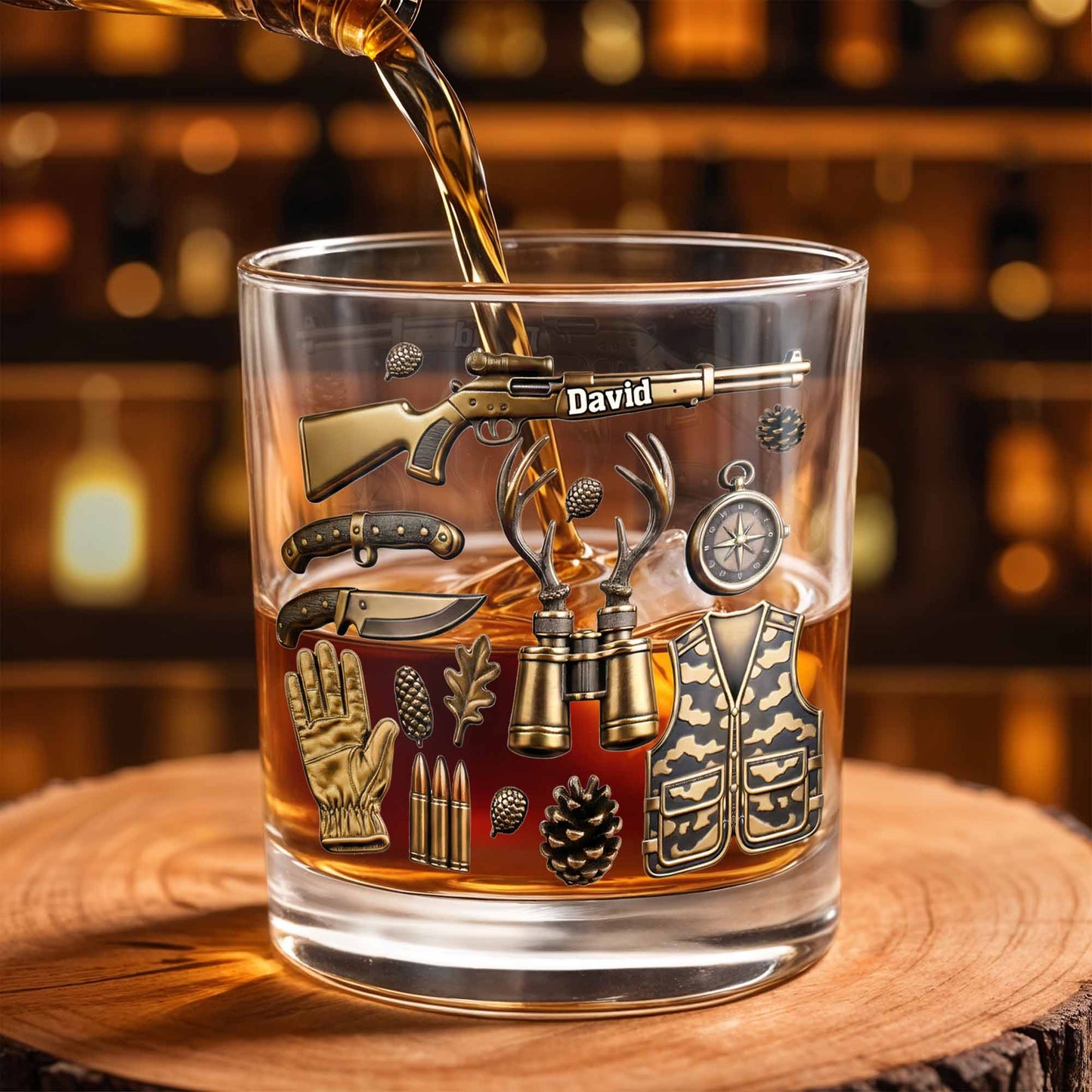 Celebrate Your Adventures With Hunting And Outdoor Themes - Personalized Custom Whiskey Glass - HTG002_RWG