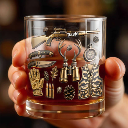 Celebrate Your Adventures With Hunting And Outdoor Themes - Personalized Custom Whiskey Glass - HTG002_RWG