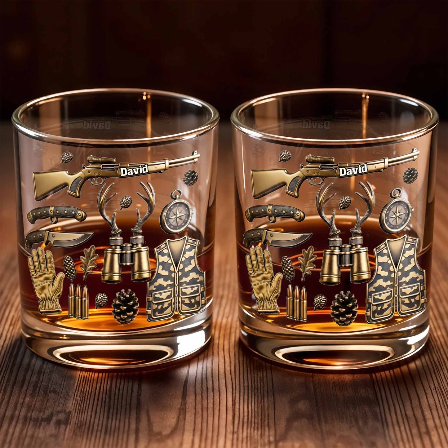 Celebrate Your Adventures With Hunting And Outdoor Themes - Personalized Custom Whiskey Glass - HTG002_RWG