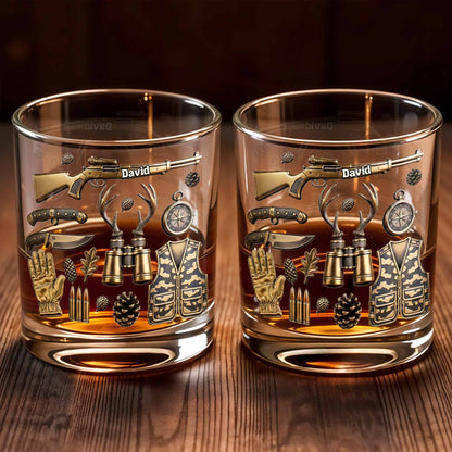 Celebrate Your Adventures With Hunting And Outdoor Themes - Personalized Custom Whiskey Glass - HTG002_RWG