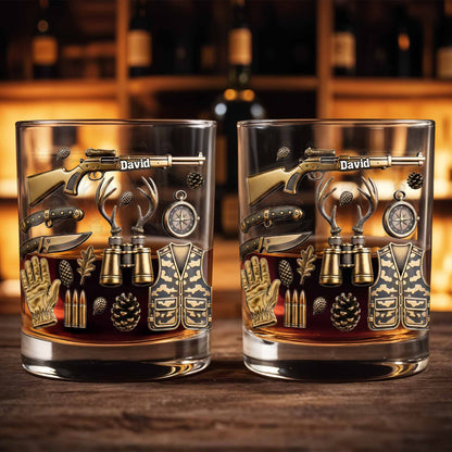 Celebrate Your Adventures With Hunting And Outdoor Themes - Personalized Custom Whiskey Glass - HTG002_RWG