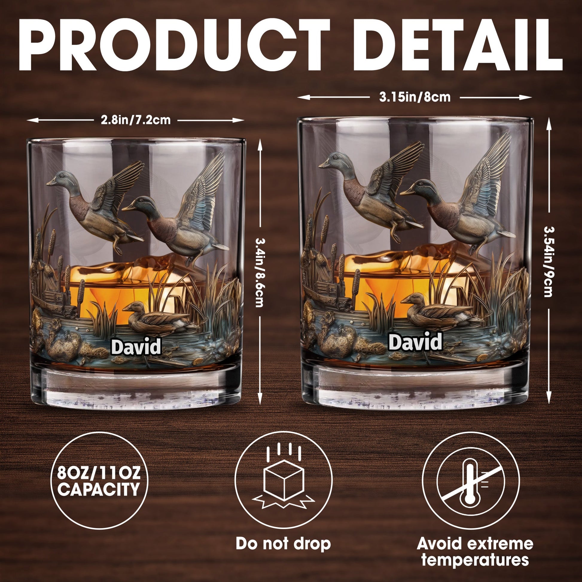Customize This Beautiful Glass With Ducks And Nature - Personalized Custom Whiskey Glass - HTG005_RWG