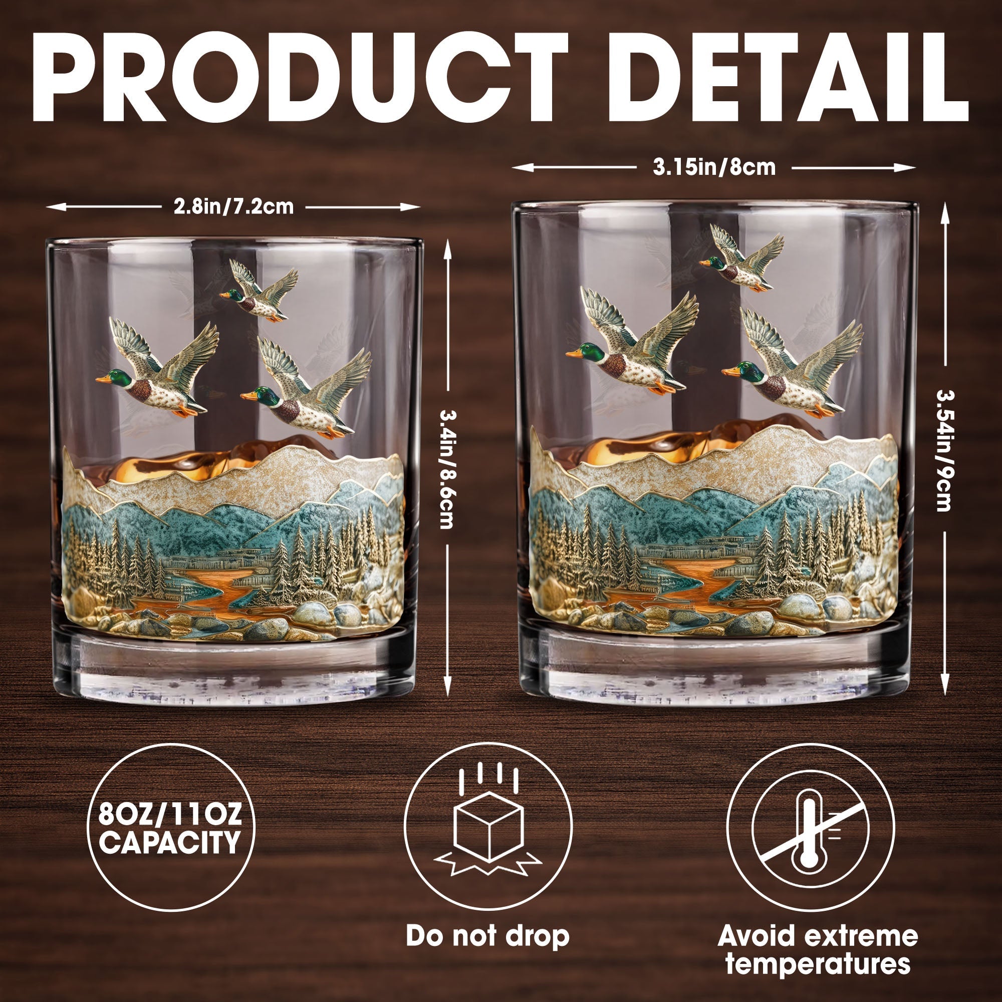Immerse Yourself In The Tranquility of Nature With Ducks And Mountains - Personalized Custom Whiskey Glass - HTG008_RWG