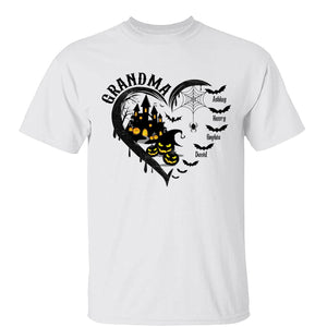 Halloween Grandma Mom Black Bats Heart Personalized Shirt