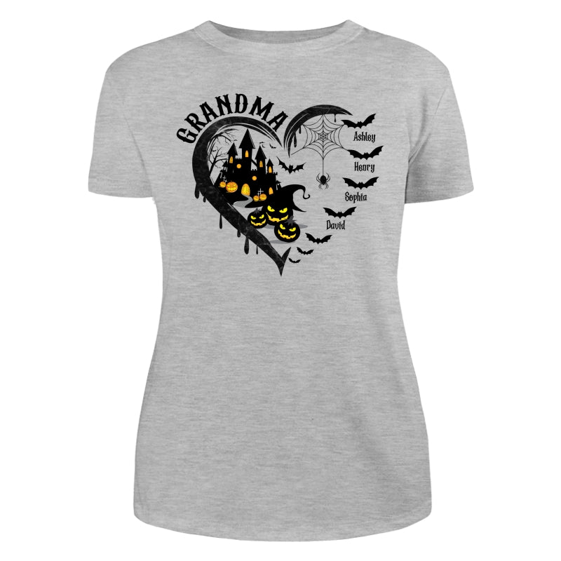 Halloween Grandma Mom Black Bats Heart Personalized Shirt