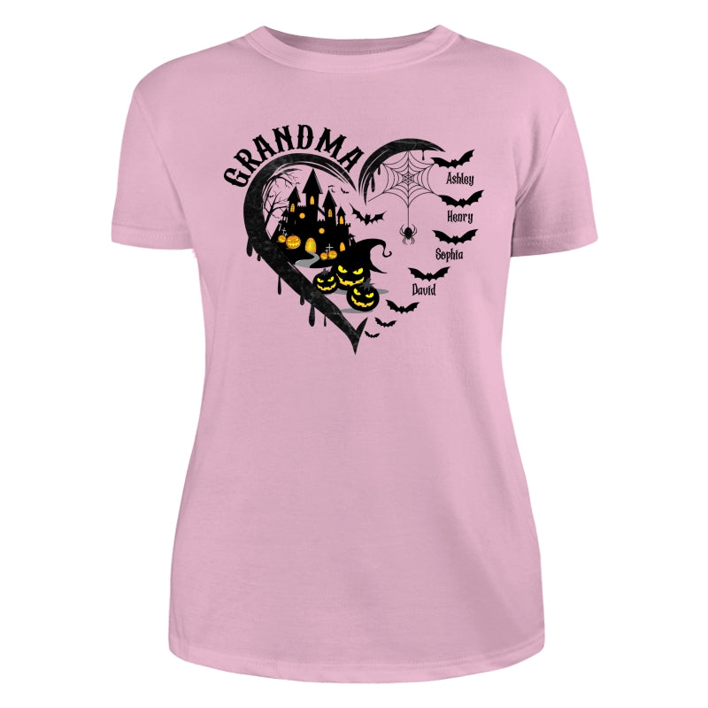 Halloween Grandma Mom Black Bats Heart Personalized Shirt
