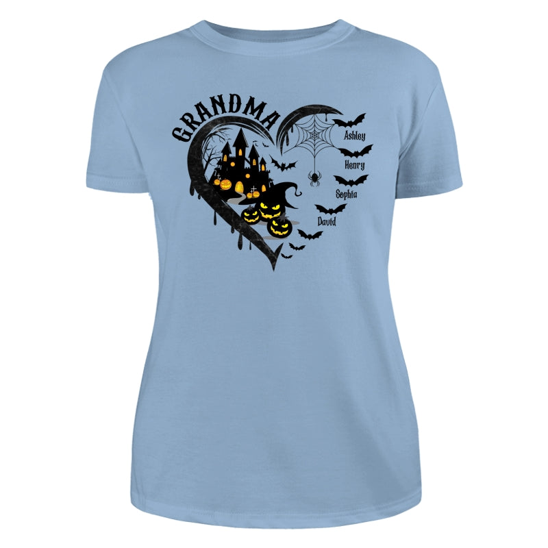 Halloween Grandma Mom Black Bats Heart Personalized Shirt