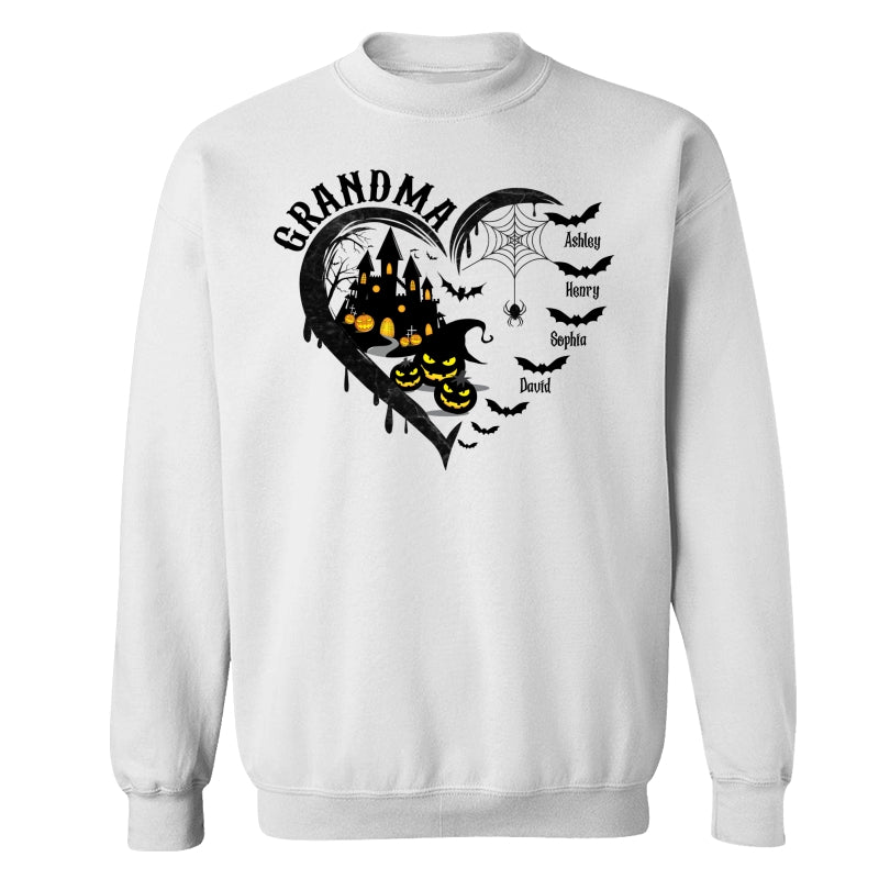 Halloween Grandma Mom Black Bats Heart Personalized Shirt