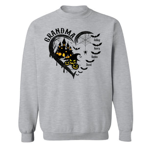 Halloween Grandma Mom Black Bats Heart Personalized Shirt