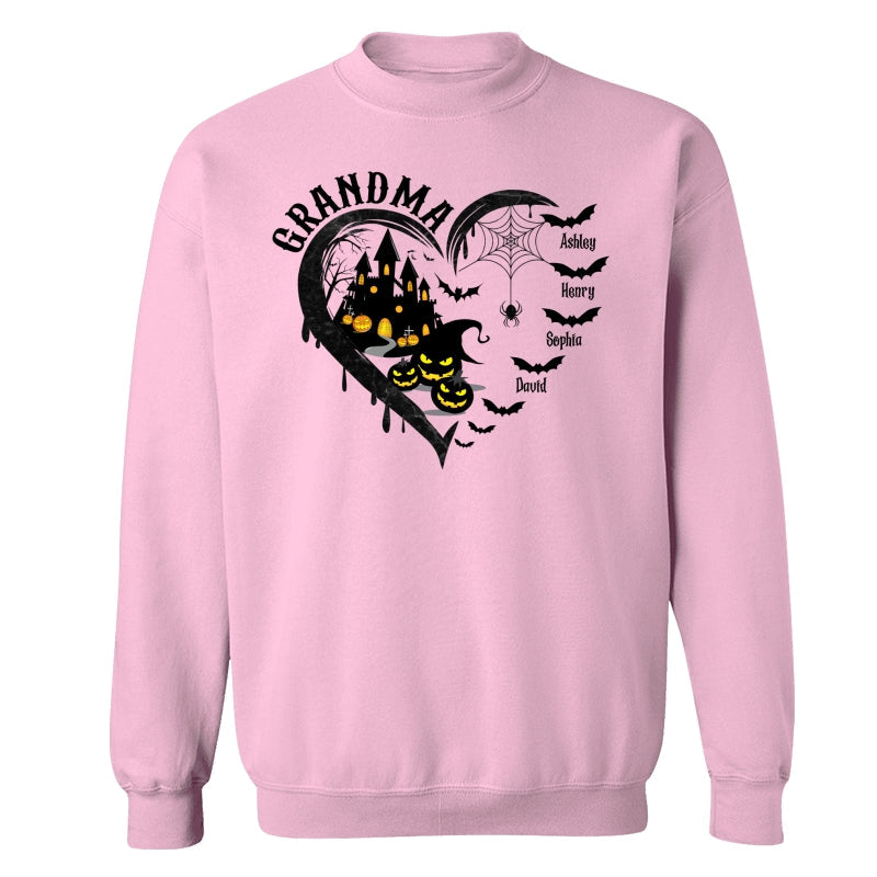 Halloween Grandma Mom Black Bats Heart Personalized Shirt