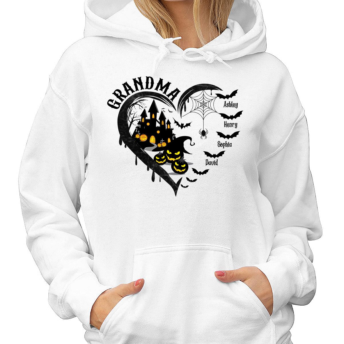Halloween Grandma Mom Black Bats Heart Personalized Shirt
