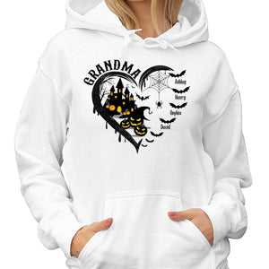 Halloween Grandma Mom Black Bats Heart Personalized Shirt
