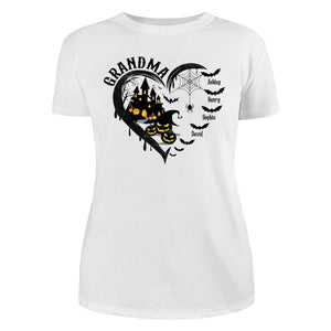 Halloween Grandma Mom Black Bats Heart Personalized Shirt